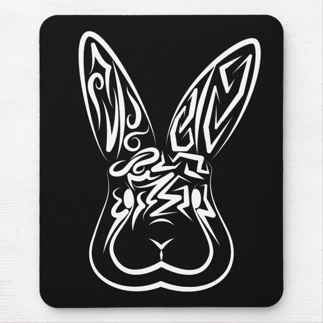 Schwarz-Weiß-Kaninchen Mousepad (Vorne)