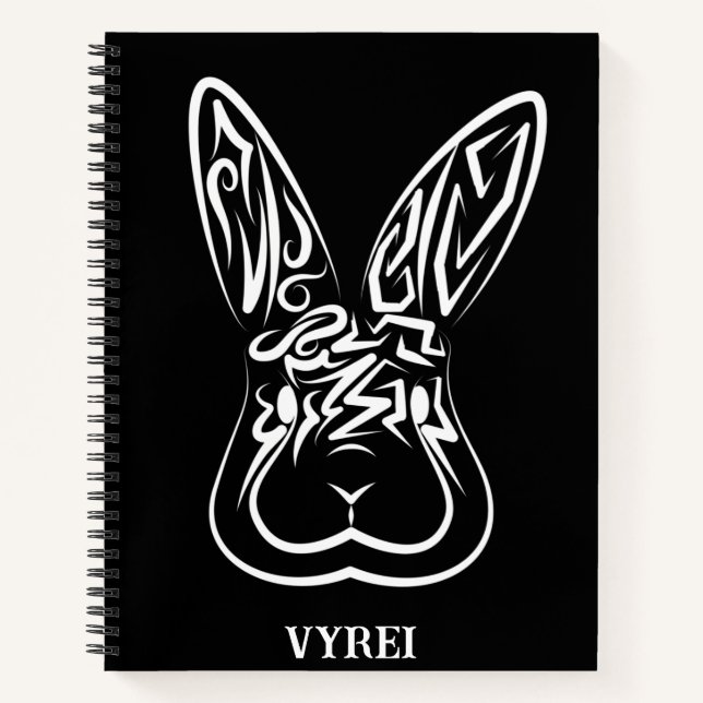 Schwarz-Weiß-Kaninchen Notizbuch (Vorderseite)