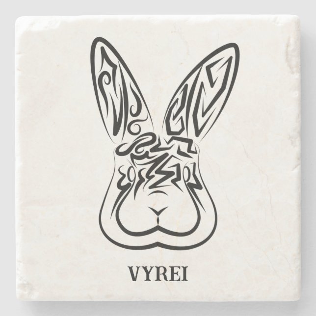 Schwarz-Weiß-Kaninchen Steinuntersetzer (Vorderseite)