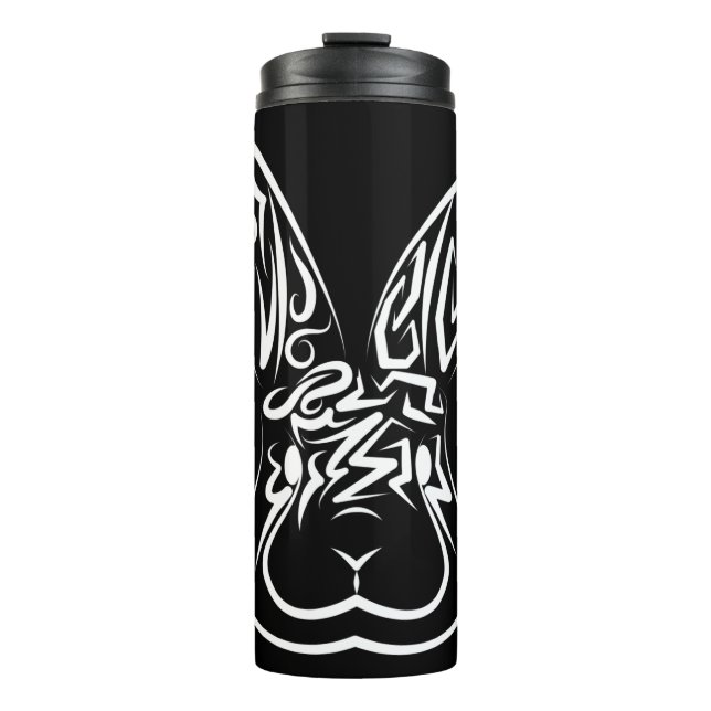 Schwarz-Weiß-Kaninchen Thermosbecher (Vorderseite)