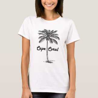 Schwarz-Weiß-Kapkoralle und Palme-Design T-Shirt