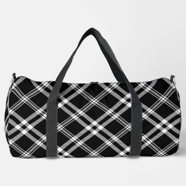 Schwarz-Weiß-Kariert Duffle Bag (Vorderseite)