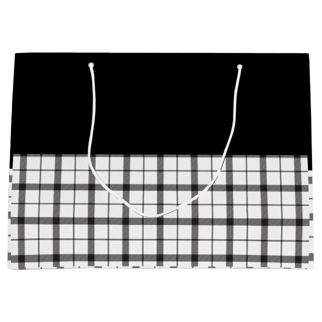 Schwarz, Weiß, Kariert, elegant, schick, modern, s Große Geschenktüte (Vorderseite)