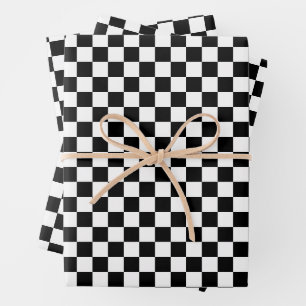 Schwarz-weiß kariert geschenkpapier set