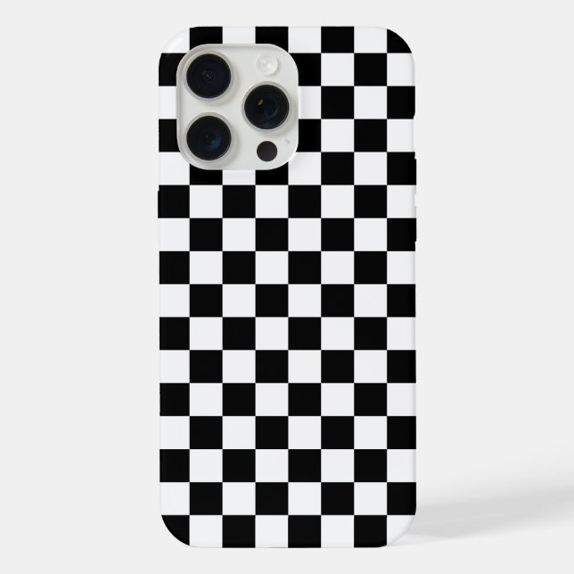 Schwarz-Weiß kariert iPhone 15 Pro Max Hülle (Rückseite)