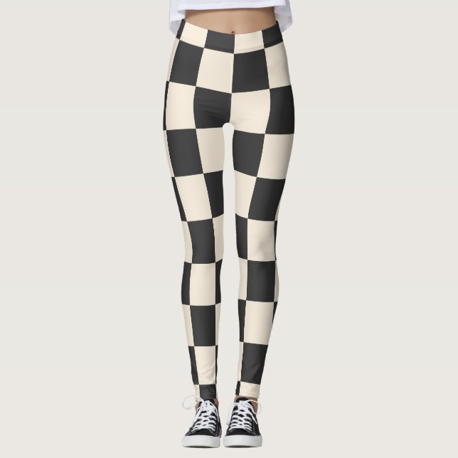 Schwarz-Weiß kariert Leggings (Vorderseite)