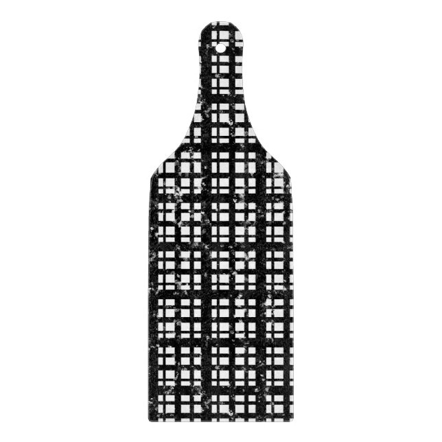 Schwarz/Weiß Kariert mit Paint-Spritzer Schneidebrett (Vorderseite)