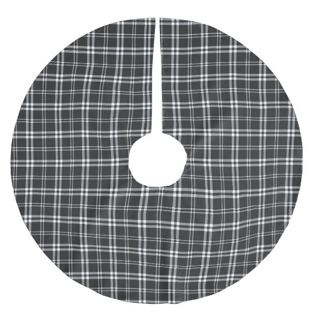 Schwarz-Weiß-Kariert Polyester Weihnachtsbaumdecke (Vorderseite)