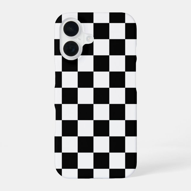 Schwarz-weiß kariert Schachbrettmuster iPhone 16 Hülle (Rückseite)