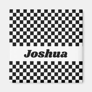Schwarz-weiß karierte Flagge Magnet