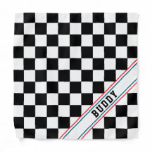 Schwarz-weiß karierte Hundename-Bandana Patriot
