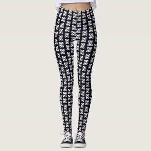 Schwarz-weiß karierte Leggings mit No Odio