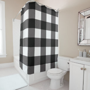 Schwarz-weiß karierte Quadrate Buffalo Plaid Duschvorhang