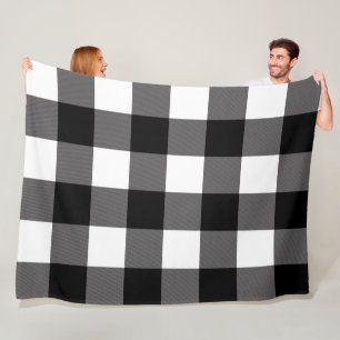 Schwarz-weiß karierte Quadrate Buffalo Plaid Fleecedecke