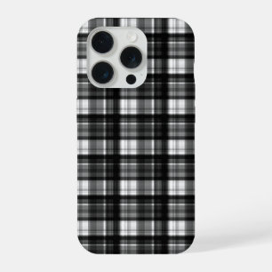 Schwarz-weiß karierter Tartan,  iPhone 15 Pro Hülle