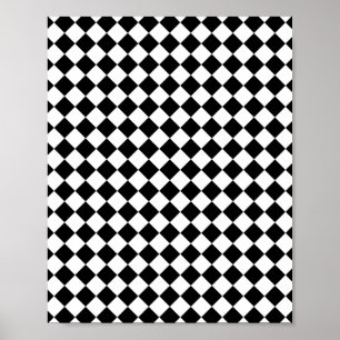 Schwarz-weiß kariertes Design Poster