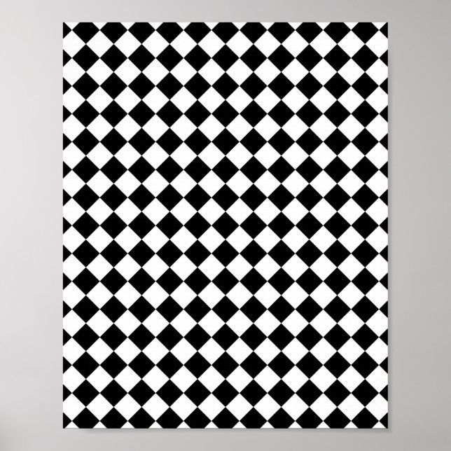 Schwarz-weiß kariertes Design Poster (Vorne)