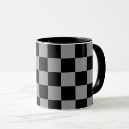 Schwarz-weiß kariertes Druckmuster Tasse
