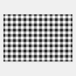 Schwarz-Weiß-Kariertes Muster Geschenkpapier Set