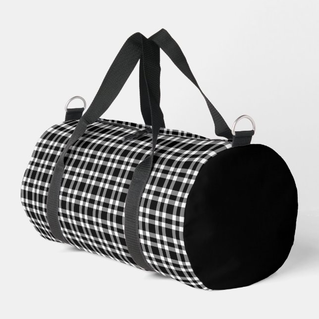 Schwarz-weiß kariertes Muster Klein Duffle Bag (Linke Seite)
