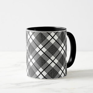 Schwarz-weiß kariertes Muster Little Glen Coffee M Tasse
