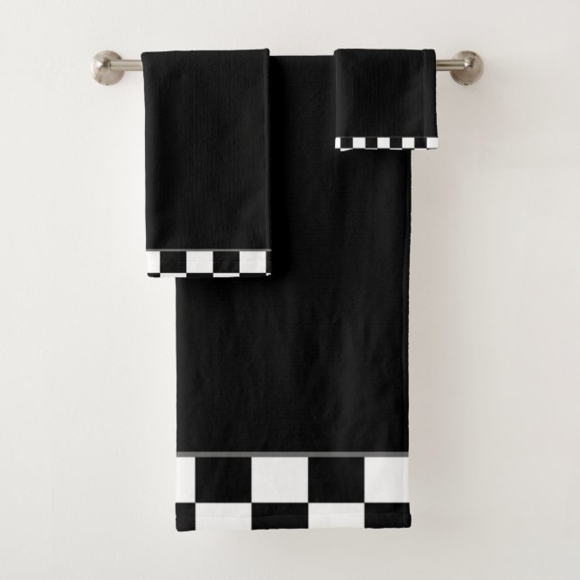 Schwarz-Weiß-Karo Badhandtuch Set (Insitu)