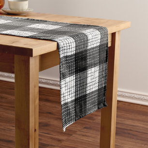 Schwarz-Weiß-Karo-Design mit kräftigem Muster Kurzer Tischläufer