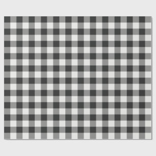 Schwarz-Weiß-Karo-Gingham im klassischen Stil Geschenkpapier