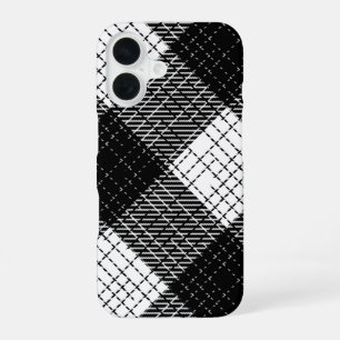 Schwarz-Weiß-Karo-Muster im kühnen Design iPhone 16 Hülle