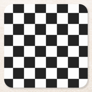 Schwarz-Weiß-Karo-Muster Rechteckiger Pappuntersetzer