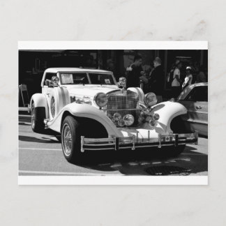 Schwarz-Weiß-Karte des Retro-Autos Excalibur Postkarte