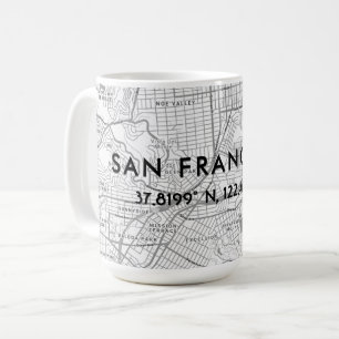 Schwarz-Weiß-Karte von San Francisco mit benutzerd Kaffeetasse