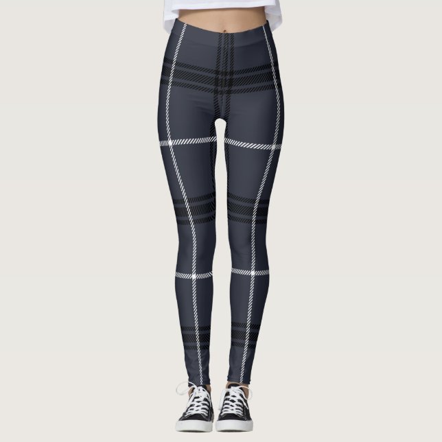 Schwarz, Weiß, Karton, Grau, Tartan; Pla Leggings (Vorderseite)