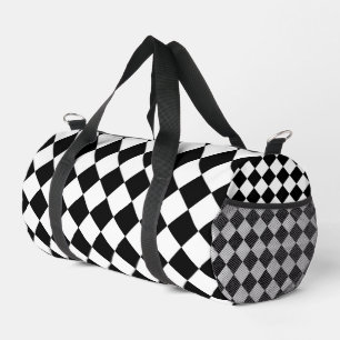 Schwarz-Weiß-Karton-Sichtflaggendesign Duffle Bag