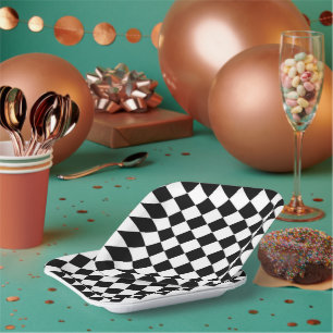 Schwarz-Weiß-Karton-Sichtflaggendesign Pappteller