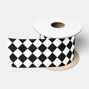 Schwarz-Weiß-Karton-Sichtflaggendesign Satinband