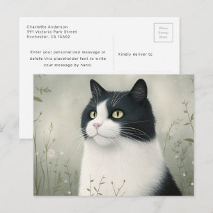 Schwarz-Weiß-Katz-Postkarte Postkarte