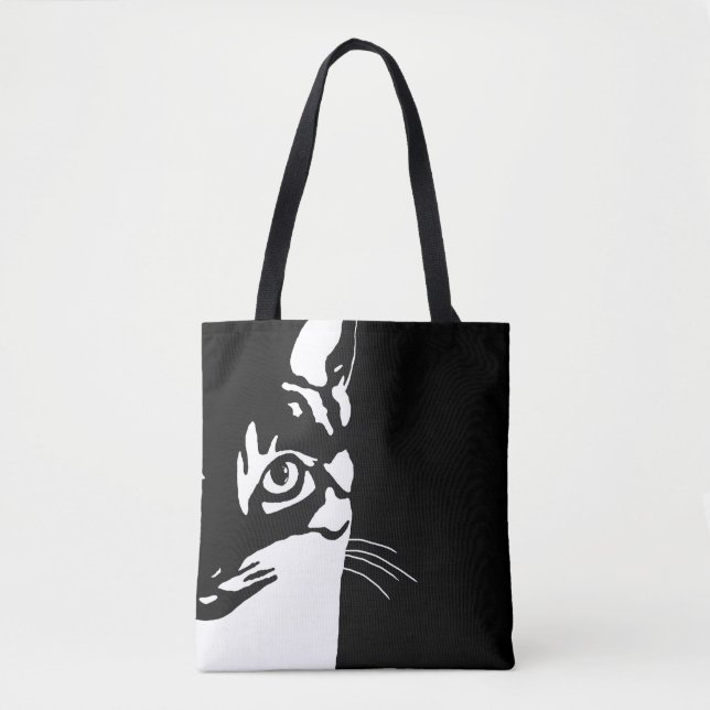 Schwarz-Weiß-Katze 657 Tasche (Vorderseite)