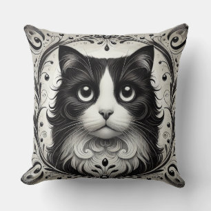 🐱 Schwarz-Weiß-Katze ❄️ Eleganter Tierliebhaber Kissen