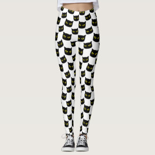Schwarz-Weiß-Katze Halloween-Muster Leggings