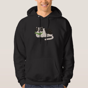 Schwarz-Weiß-Katze Illustration Miauen Süße Katze Hoodie