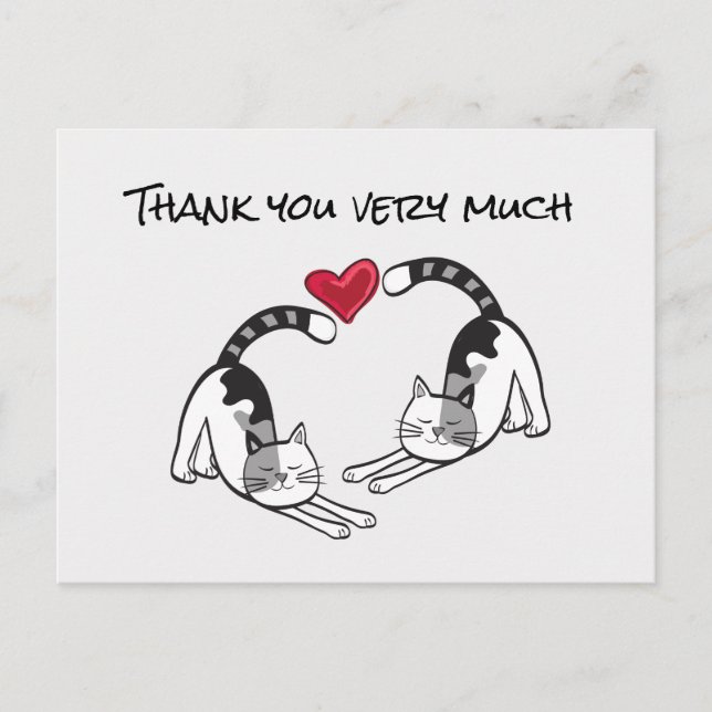 Schwarz-Weiß-Katze in der Liebe Vielen Dank Postkarte (Vorderseite)