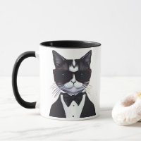 Schwarz-Weiß-Katze in einer Tuxedo- und Bow-Krawat