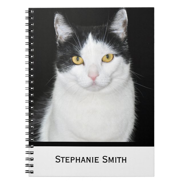 Schwarz-Weiß-Katze-Portrait Notizblock (Vorderseite)