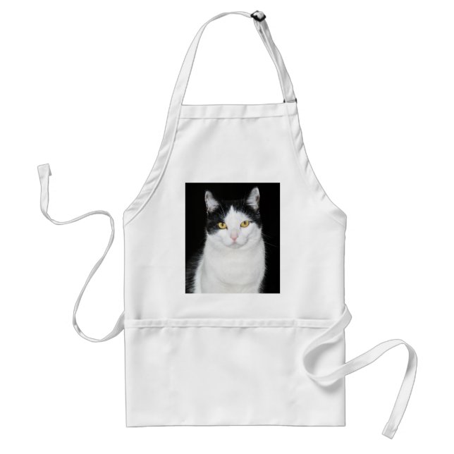 Schwarz-Weiß-Katze-Portrait Schürze (Vorne)