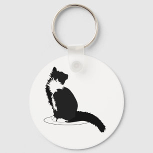 Schwarz-Weiß-Katze Schlüsselanhänger