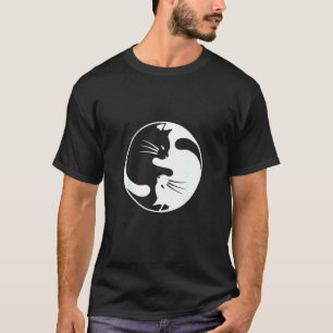 Schwarz Weiß Katze Yin und Yang für Frauen und Vät T-Shirt