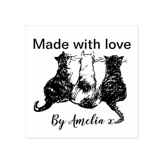 Schwarz-Weiß-Katzen-Abbildung Mag. mit Liebe Gummistempel (Prägung)