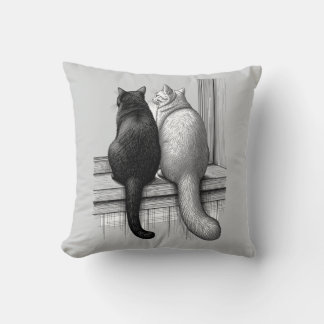 Schwarz-Weiß-Katzen am Fenster Kissen