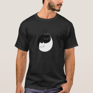 Schwarz-Weiß-Katzen-Design T-Shirt